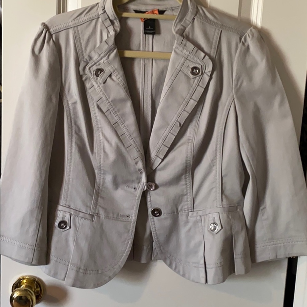 WHBM light gray peplum lightweight  jacket. 6